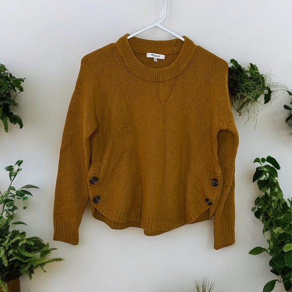 Madewell Sweaters - Madewell Womens XS Rust Brown Orange Demi Side Button Sweater Pullover
